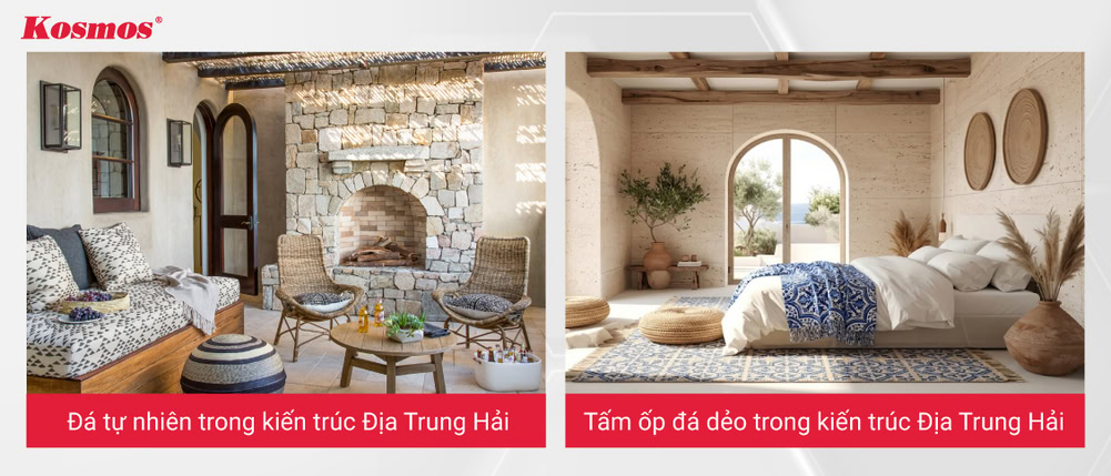 Đá tự nhiên và tấm đá dẻo trong kiến trúc Địa Trung Hải