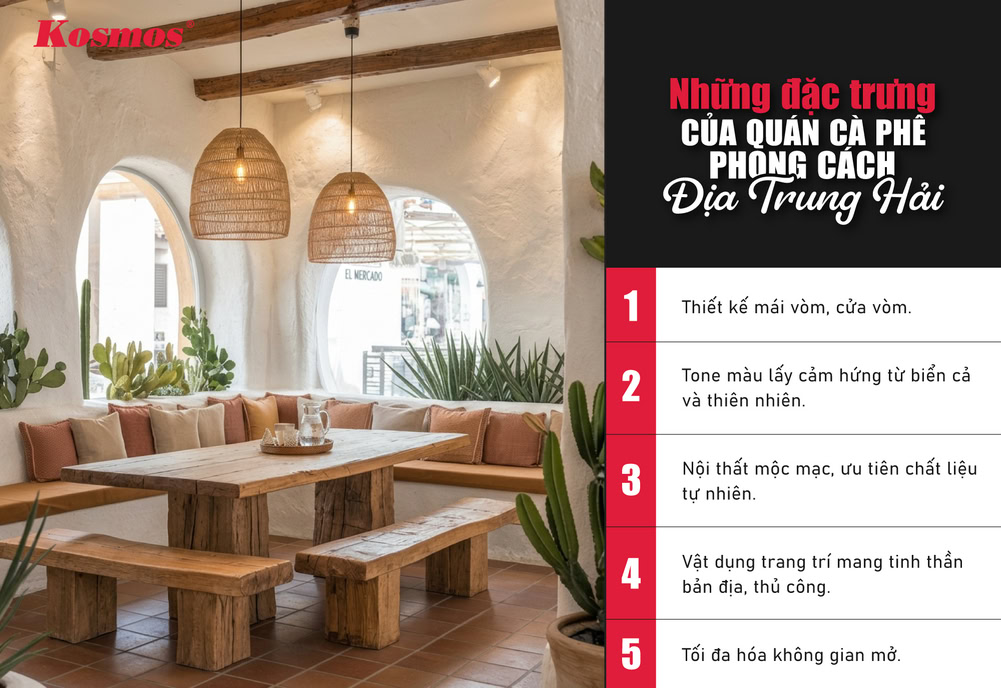 Đặc điểm nổi bật của các quán cà phê thiết kế kiểu Địa Trung Hải