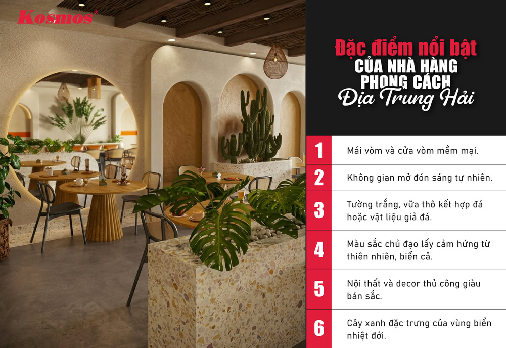 Điểm đặc trưng của nhà hàng phong cách Địa Trung Hải
