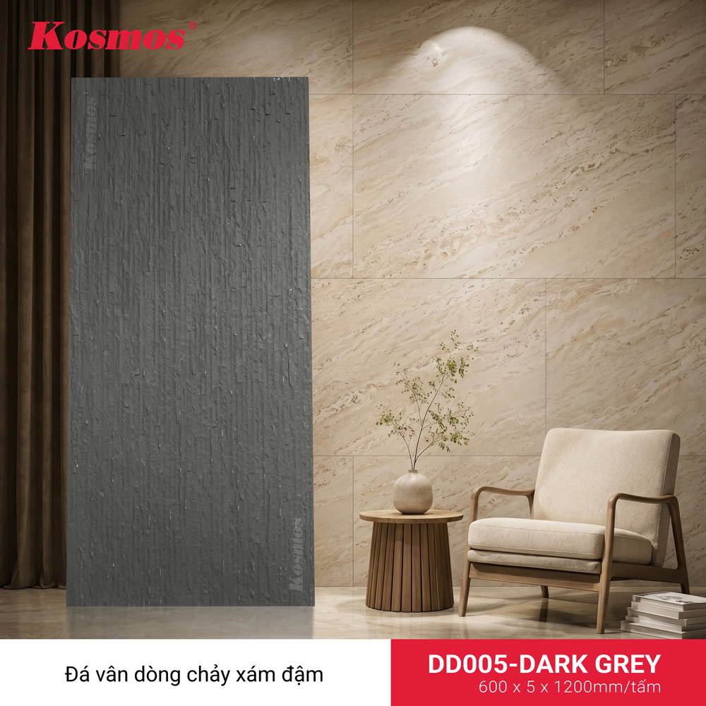 Diện mạo tấm ốp đá mềm Streamline Stone màu xám đậm DD005