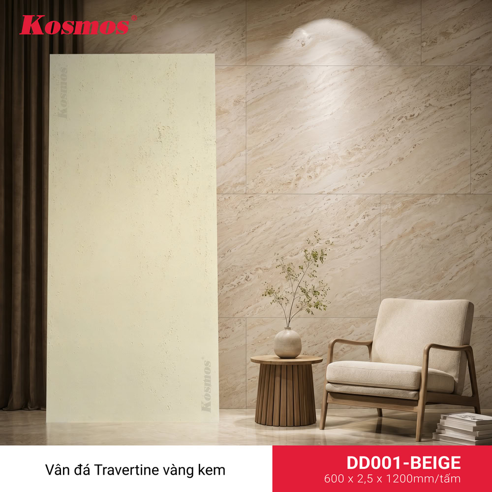 Dòng tấm ốp đá dẻo Travertine DD001-BEIGE