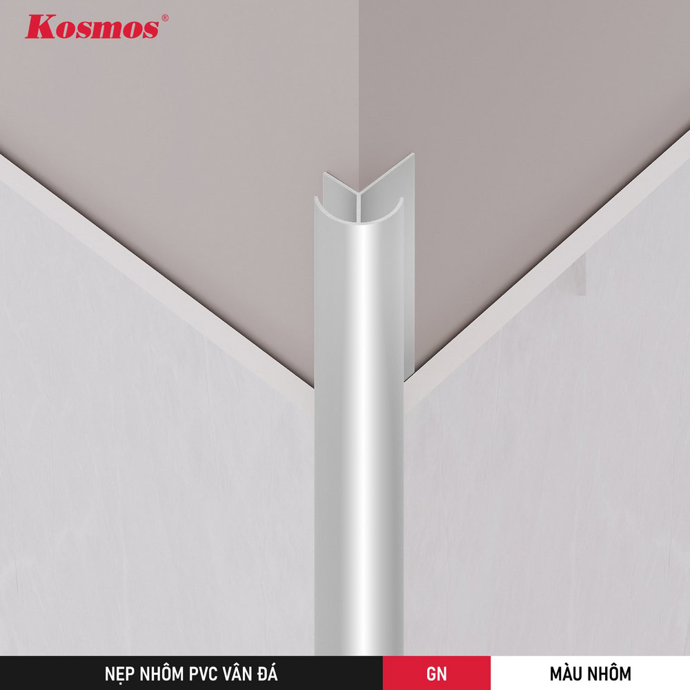 GN-N là nẹp góc ngoài màu nhôm của tấm PVC vân đá GN-N là nẹp góc ngoài màu nhôm của tấm PVC vân đá