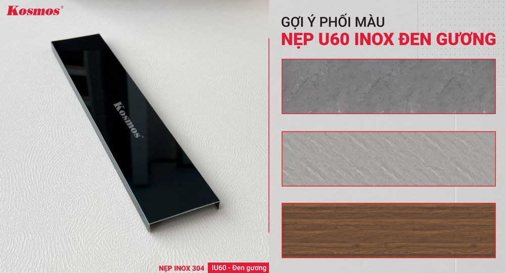 Gợi ý phối màu nẹp U60 inox đen gương