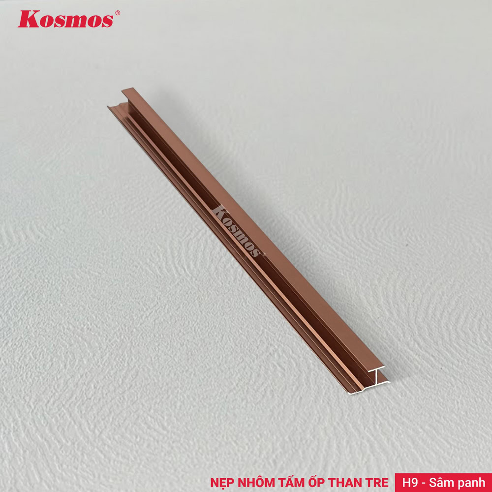 H9-SP là nẹp nhôm tấm ốp than tre H9 màu sâm panh