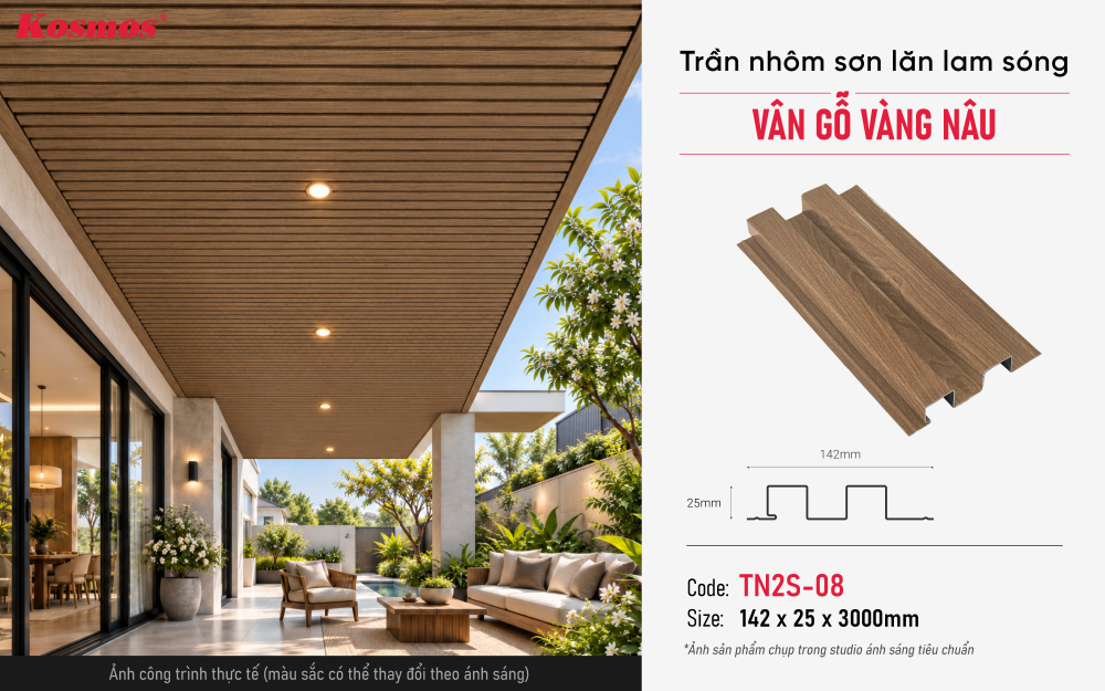 Thông số, mẫu mã và ứng dụng trần nhôm TN2S-08 Thông số, mẫu mã và ứng dụng trần nhôm TN2S-08