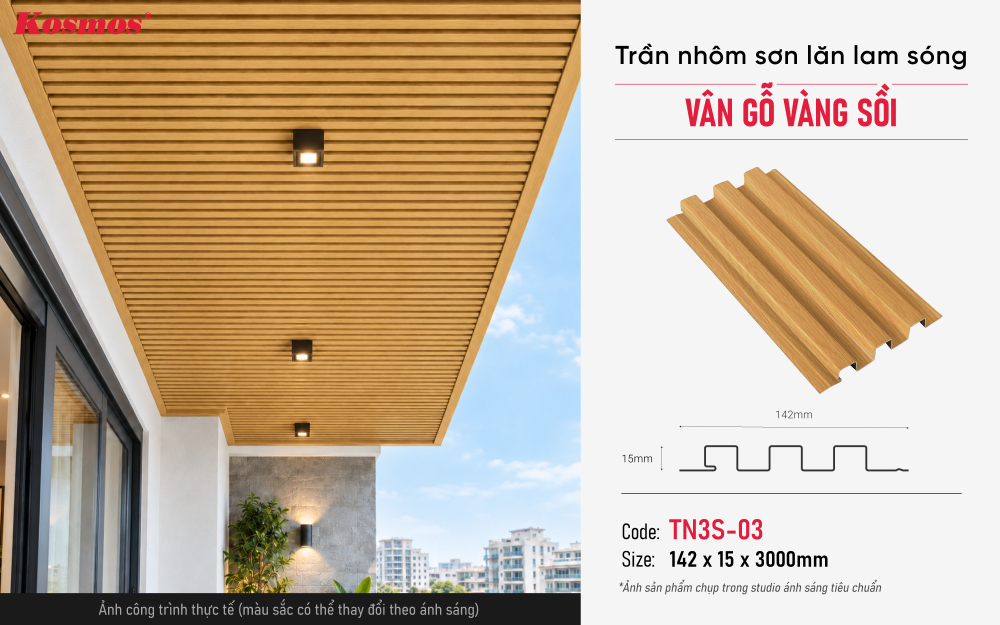 Thông số, mẫu mã và ứng dụng trần nhôm TN3S-03 Thông số, mẫu mã và ứng dụng trần nhôm TN3S-03
