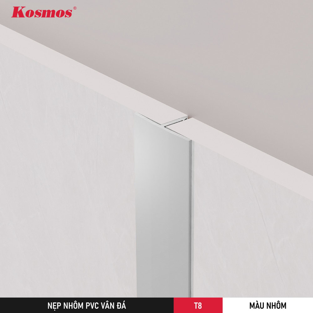 Hình lắp đặt nẹp T8 màu nhôm Hình lắp đặt nẹp T8 màu nhôm