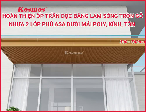 Hướng dẫn thi công ốp trần dưới mái poly, kính, tôn bằng lam sóng tròn gỗ nhựa 2 lớp phủ ASA