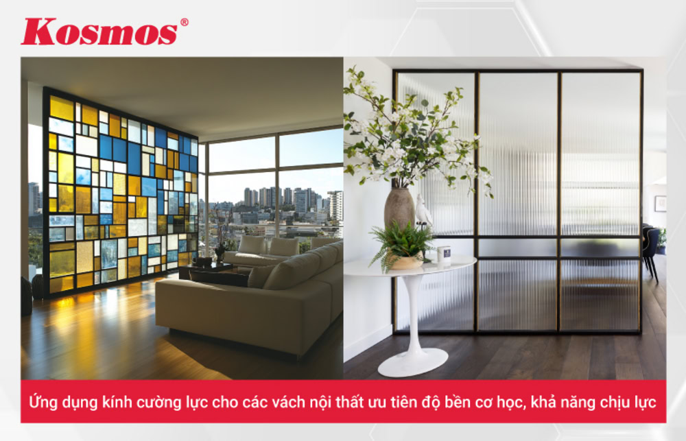 Kính cường lực phù hợp cho không gian ưu tiên độ bền cơ học, chịu lực