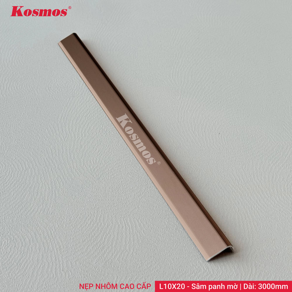 L10X20-SPM là nẹp L nhôm cao cấp màu sâm panh mờ Kosmos L10X20-SPM là nẹp L nhôm cao cấp màu sâm panh mờ Kosmos