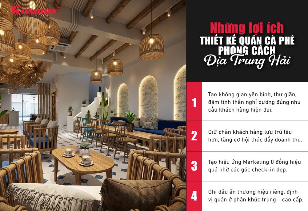 Lợi ích khi thiết kế quán cà phê theo kiến trúc duyên hải Nam Âu