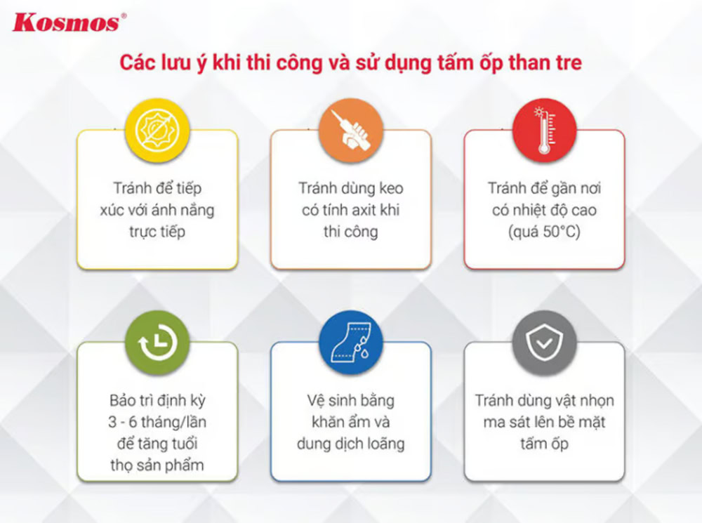 Lưu ý khi thi công và sử dụng tấm ốp than tre Lưu ý khi thi công và sử dụng tấm ốp than tre
