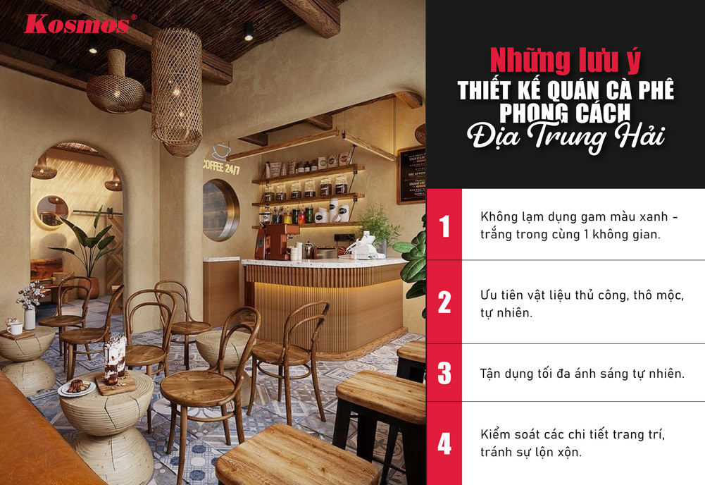 Lưu ý khi thiết kế quán cà phê phong cách Địa Trung Hải
