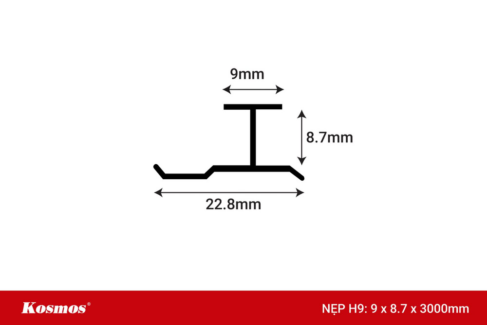 Mặt cắt nẹp nhôm tấm ốp than tre mã H9