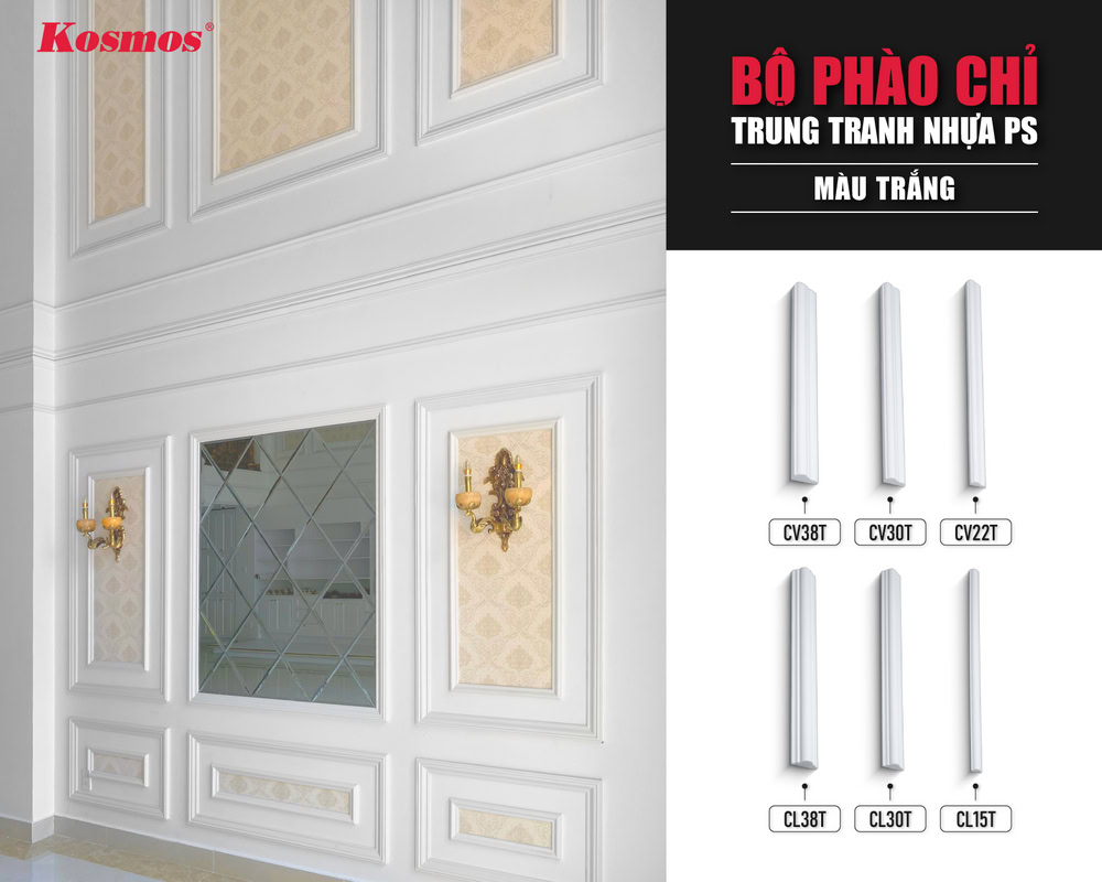 Mẫu chỉ khung tranh trắng