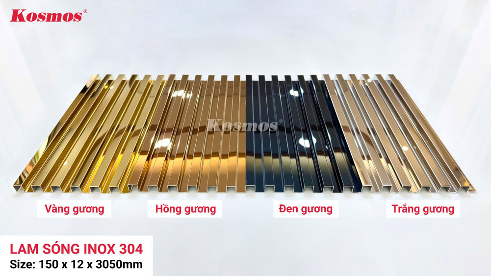 Mẫu lam sóng inox kích thước 150 x 12 x 3000mm