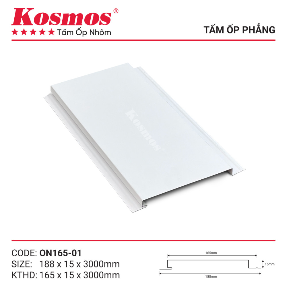 Mẫu mã trần nhôm phẳng Kosmos trắng ON165-01