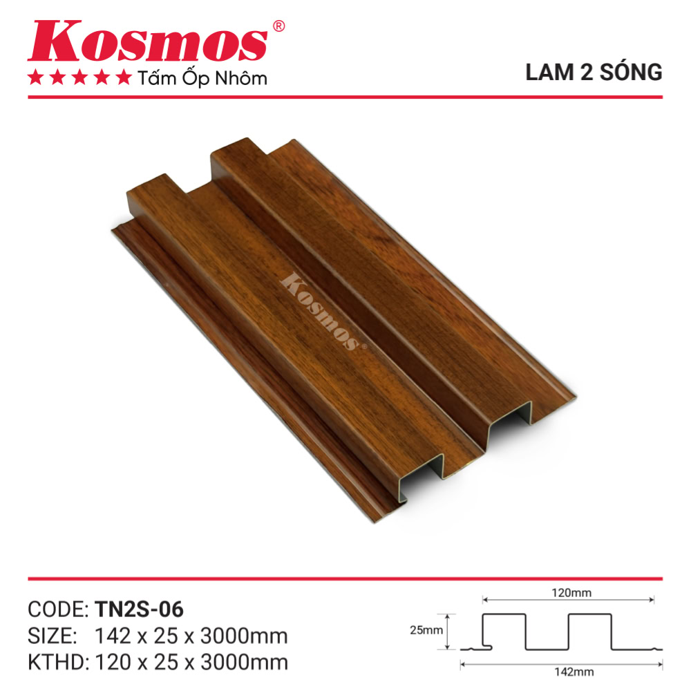 Mẫu mã và mặt cắt trần nhôm sơn lăn lam 2 sóng TN2S-06 Kosmos Mẫu mã và mặt cắt trần nhôm sơn lăn lam 2 sóng TN2S-06 Kosmos