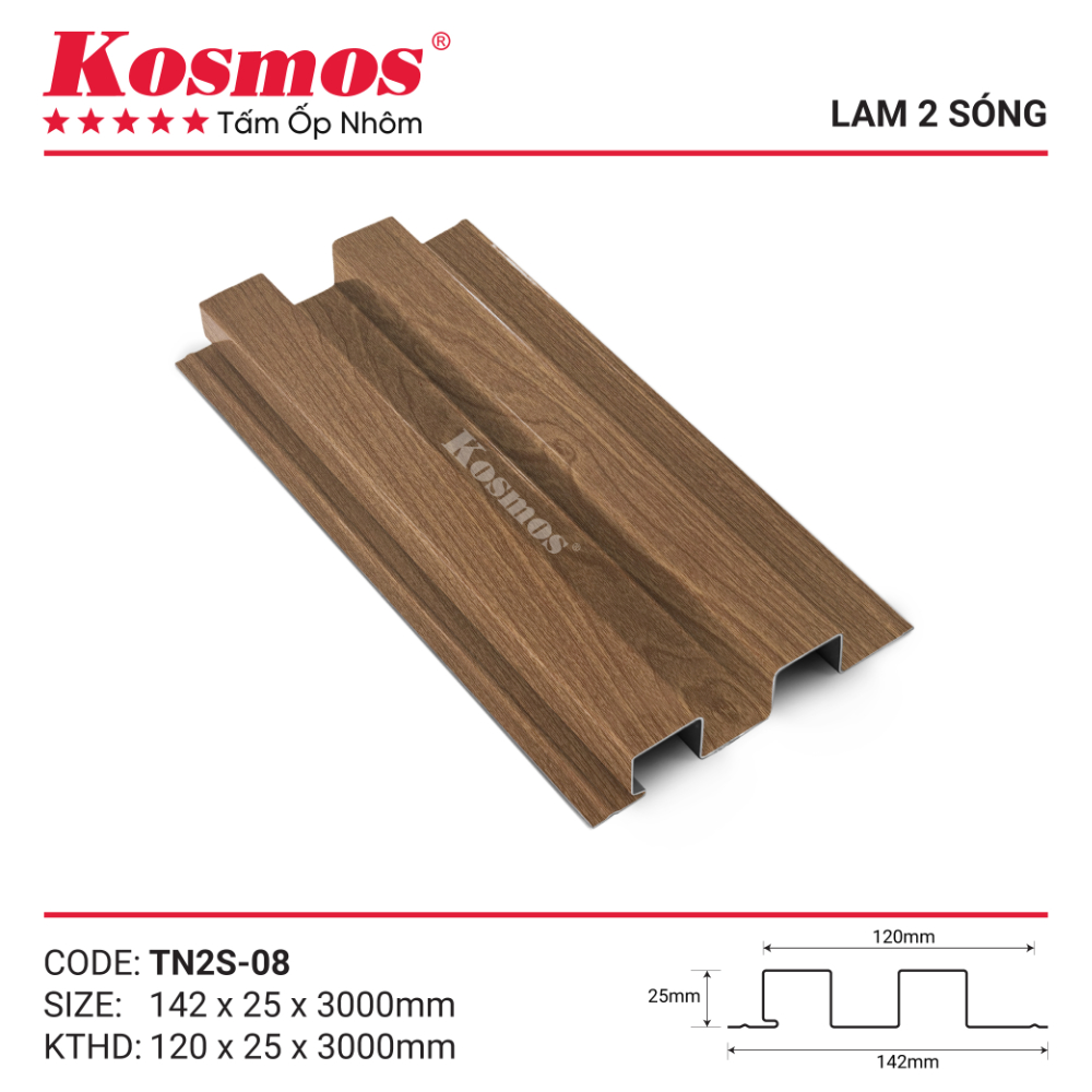 Mẫu mã và mặt cắt trần nhôm sơn lăn lam 2 sóng TN2S-08 Kosmos Mẫu mã và mặt cắt trần nhôm sơn lăn lam 2 sóng TN2S-08 Kosmos
