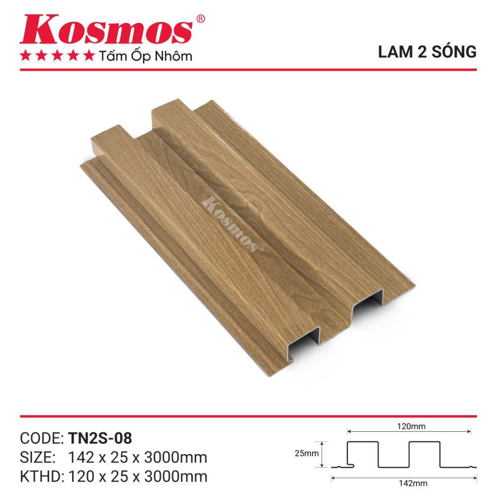Mẫu mã và mặt cắt trần nhôm sơn lăn lam 2 sóng TN2S-08 Kosmos Mẫu mã và mặt cắt trần nhôm sơn lăn lam 2 sóng TN2S-08 Kosmos