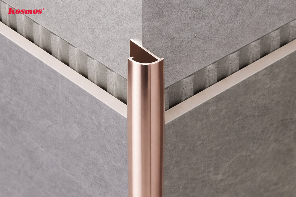 Mẫu nẹp ốp tường bằng inox màu hồng sâm panh