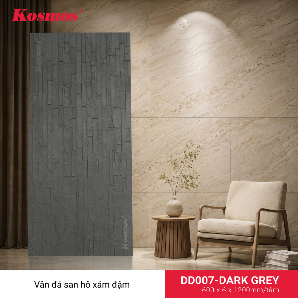 Flexible stone cladding panel with coral stone pattern DD007-DARK GREY