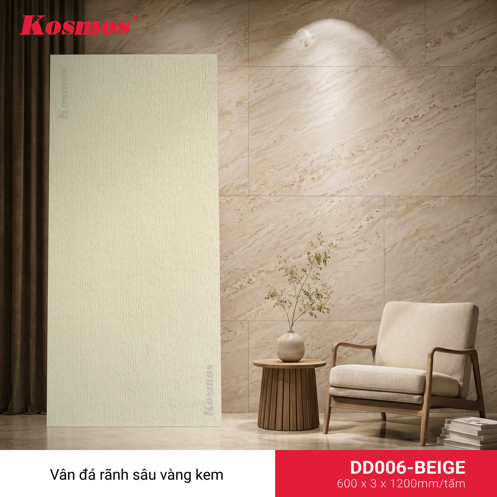 DD006-BEIGE Deep Groove Stone Cladding Panel (Cream Yellow)