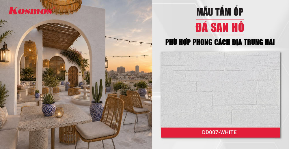 Mẫu tấm ốp đá san hô phù hợp phong cách Địa Trung Hải