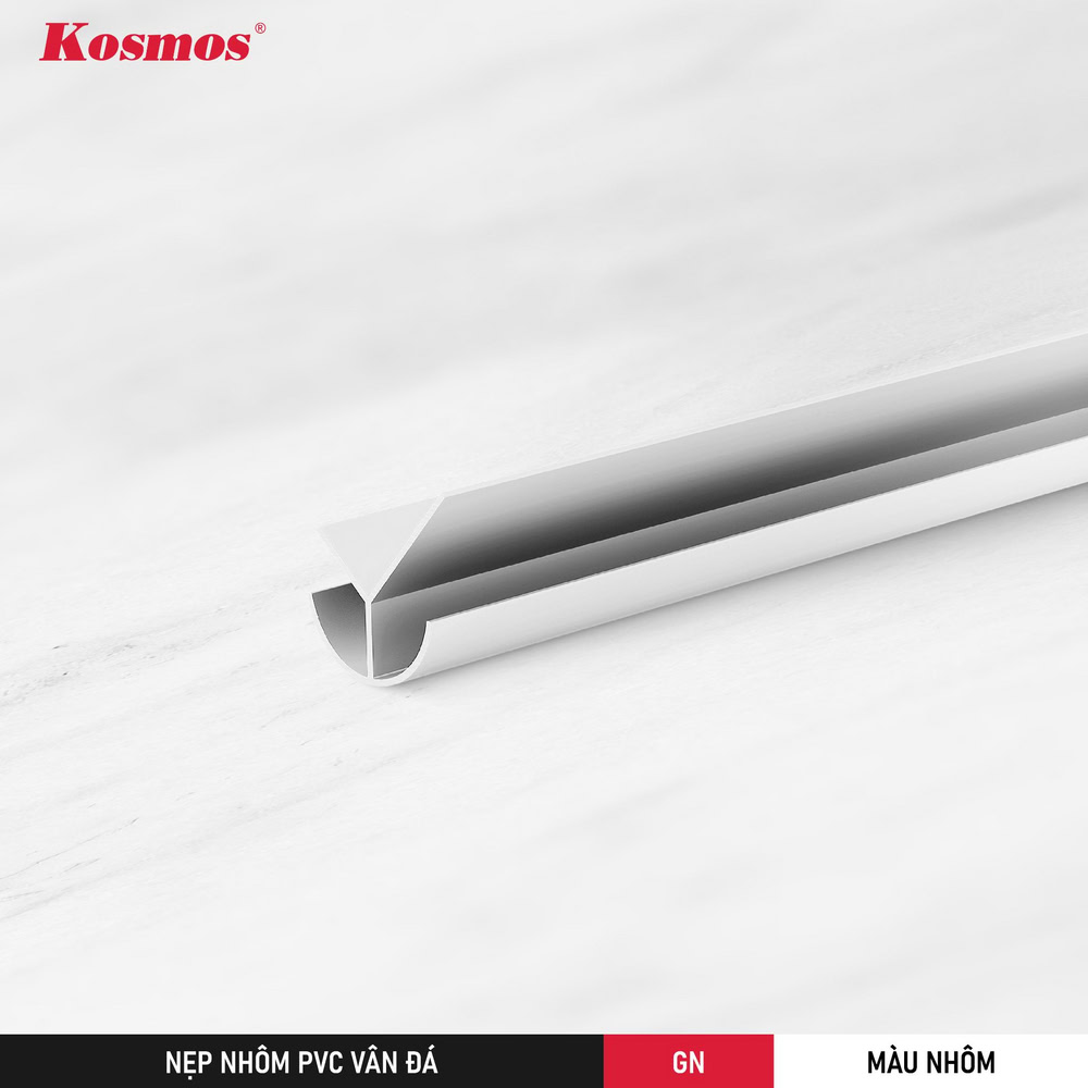 Nẹp góc ngoài màu nhôm được thiết kế kẹp cạnh tấm PVC vân đá Nẹp góc ngoài màu nhôm được thiết kế kẹp cạnh tấm PVC vân đá