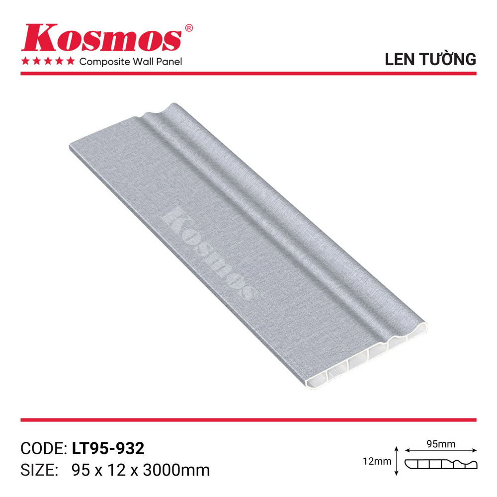 Phụ kiện len tường vân vải xám mã LT95-932