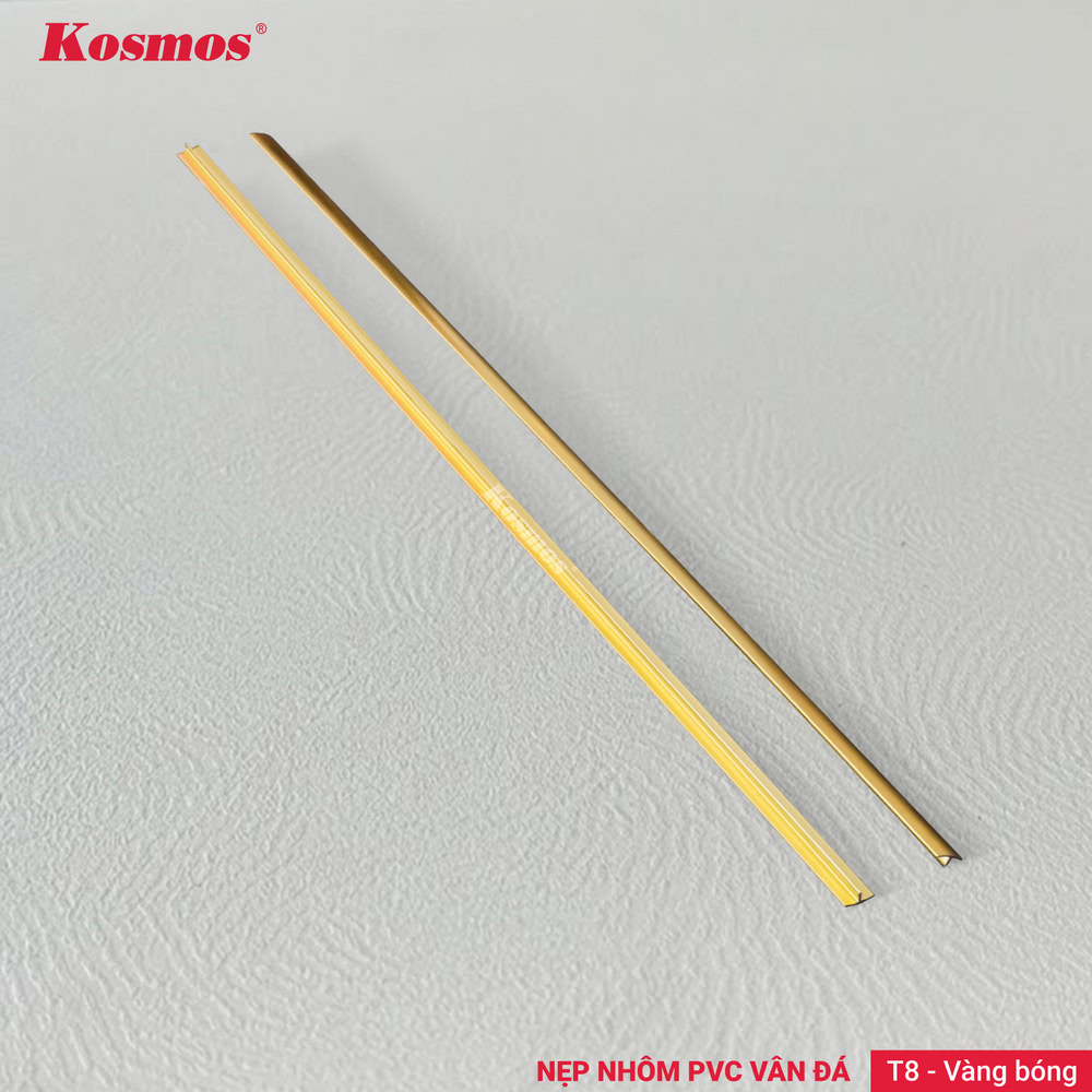 T8-VB là nẹp T8 màu vàng bóng che khe nối tấm PVC vân đá