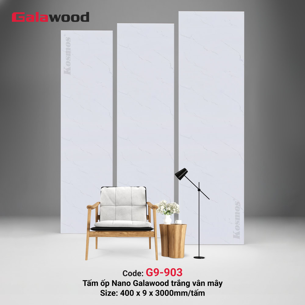 Panel de pared Galawood G9-903 con elegante diseño de nubes blancas. Panel de pared Galawood G9-903 con elegante diseño de nubes blancas.