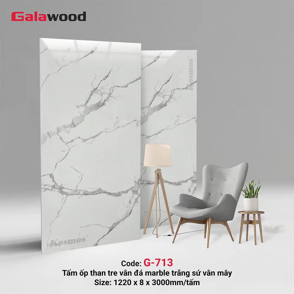Tấm ốp than tre vân đá G-713 mang vẻ đẹp sang trọng như đá tự nhiên