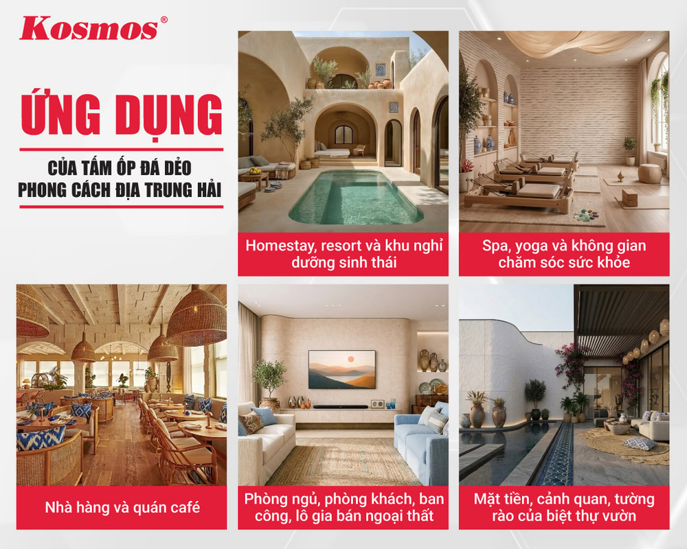 Ứng dụng của tấm ốp đá dẻo phong cách Địa Trung Hải