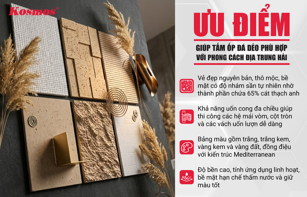 Ưu điểm giúp tấm ốp đá dẻo phù hợp với phong cách Địa Trung Hải