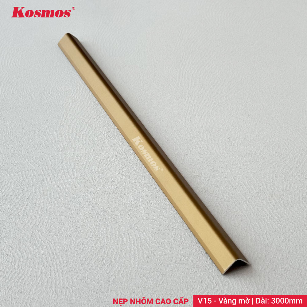 V15-VM là nẹp nhôm cao cấp chữ V 15x15mm màu vàng mờ Kosmos