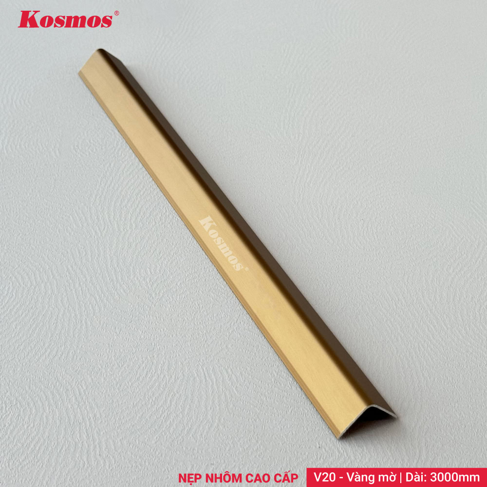 V20-VM là nẹp nhôm cao cấp chữ V 20x20mm màu vàng mờ Kosmos V20-VM là nẹp nhôm cao cấp chữ V 20x20mm màu vàng mờ Kosmos