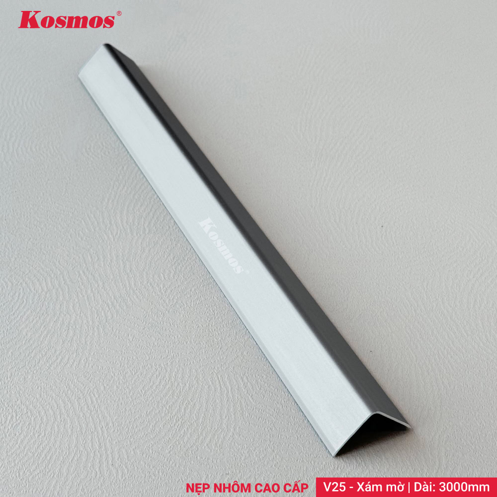 V25-XM là nẹp nhôm cao cấp chữ V 25x25mm màu xám mờ Kosmos