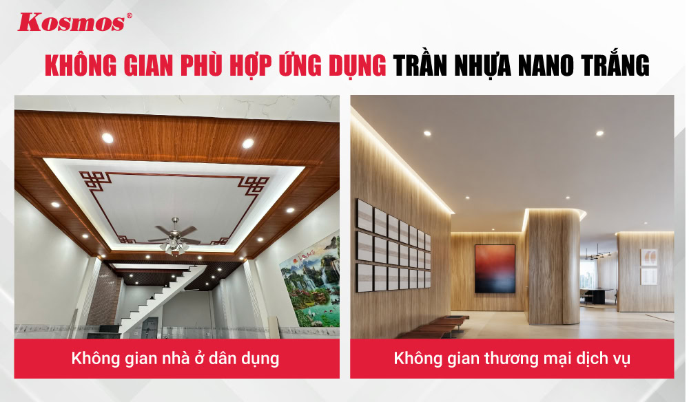 2 không gian phù hợp ứng dụng trần nhựa Nano trắng 2 không gian phù hợp ứng dụng trần nhựa Nano trắng