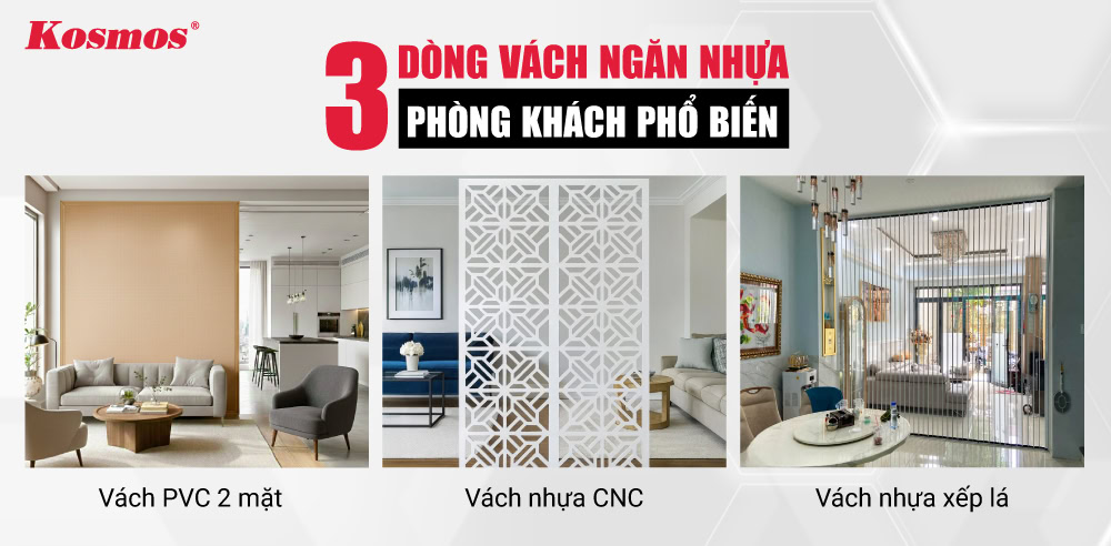 3 dòng vách ngăn nhựa phòng khách phổ biến
