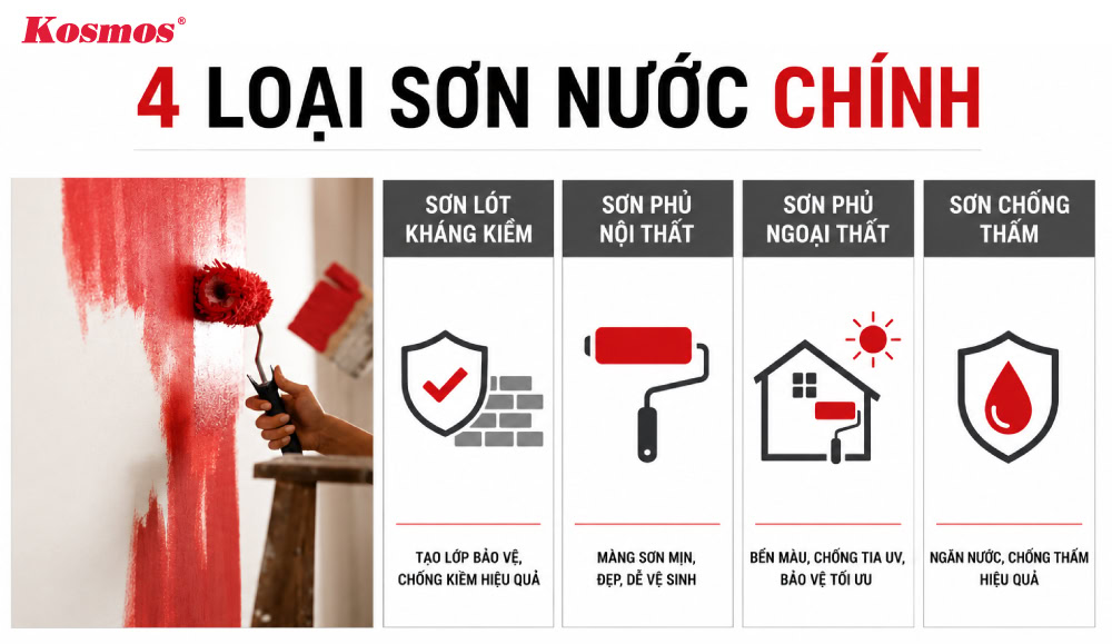 4 loại sơn nước chính