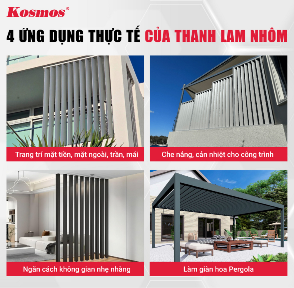4 ứng dụng thực tế của thanh lam nhôm
