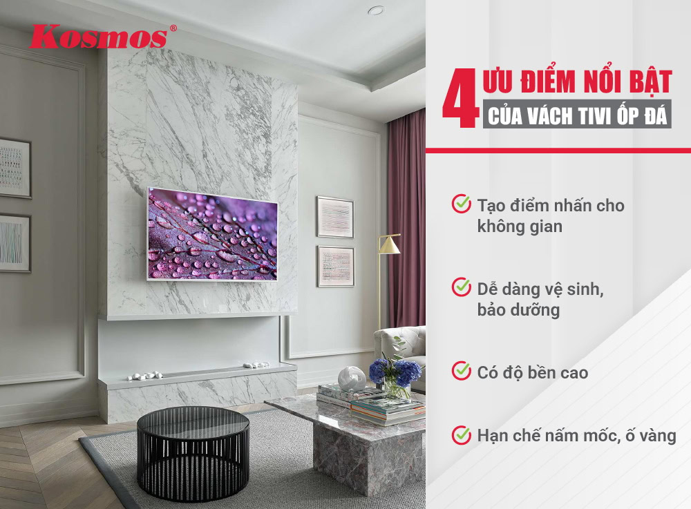 4 ưu điểm vượt trội nhất khi sử dụng vách tivi ốp đá 4 ưu điểm vượt trội nhất khi sử dụng vách tivi ốp đá