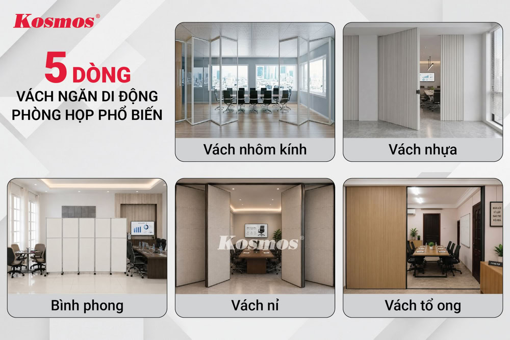 5 loại vách ngăn di động phòng họp hiện đại phổ biến tại thị trường Việt