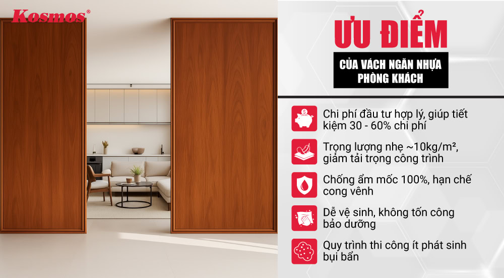 5 lợi ích khi sử dụng vách ngăn phòng khách bằng nhựa