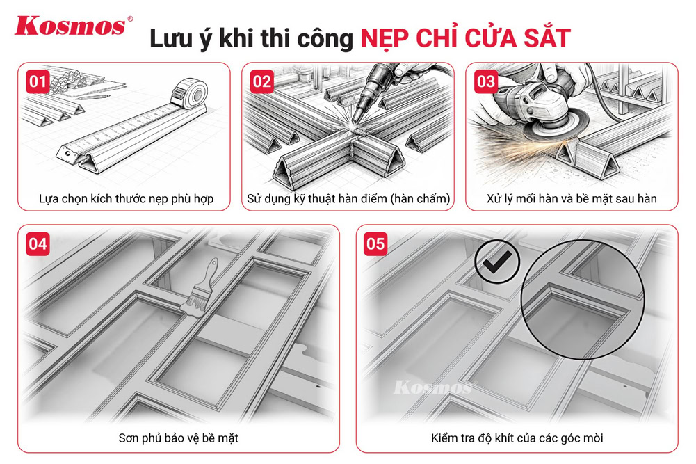 5 lưu ý khi thi công nẹp chỉ cửa sắt