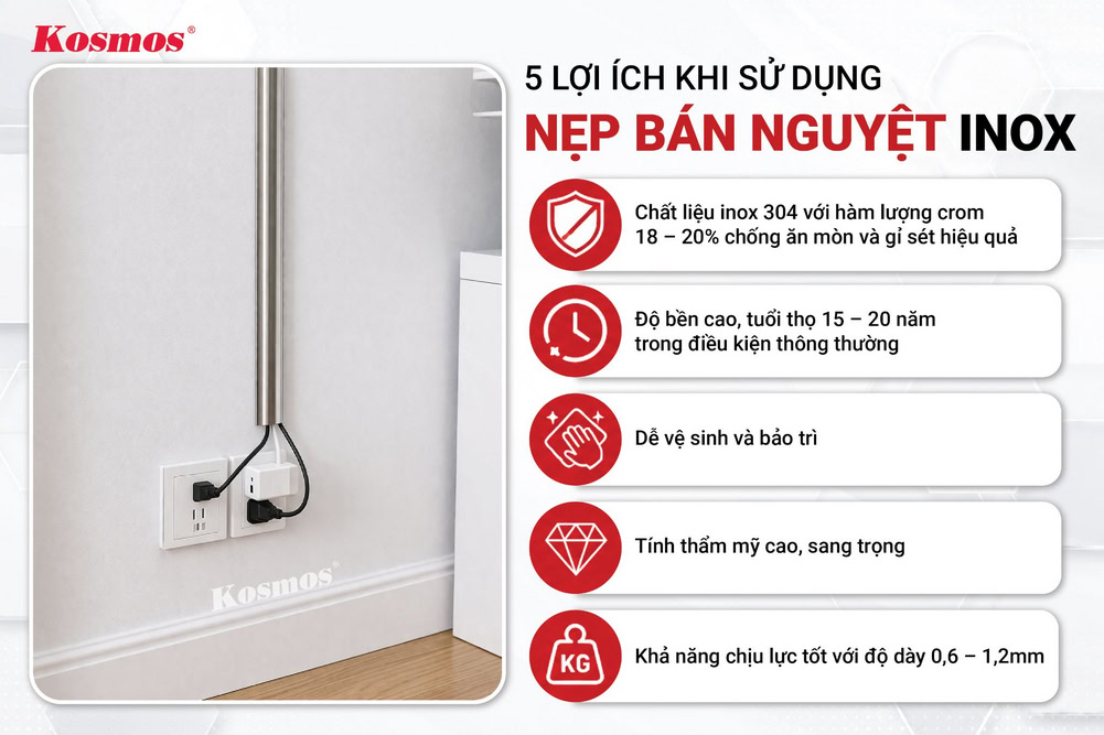 5 ưu điểm nổi bật của nẹp bán nguyệt bằng inox