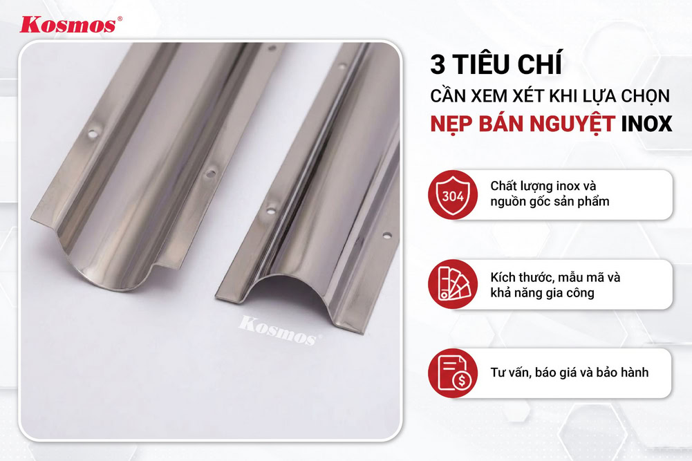 3 tiêu chí cần xem xét khi lựa chọn nẹp bán nguyệt inox