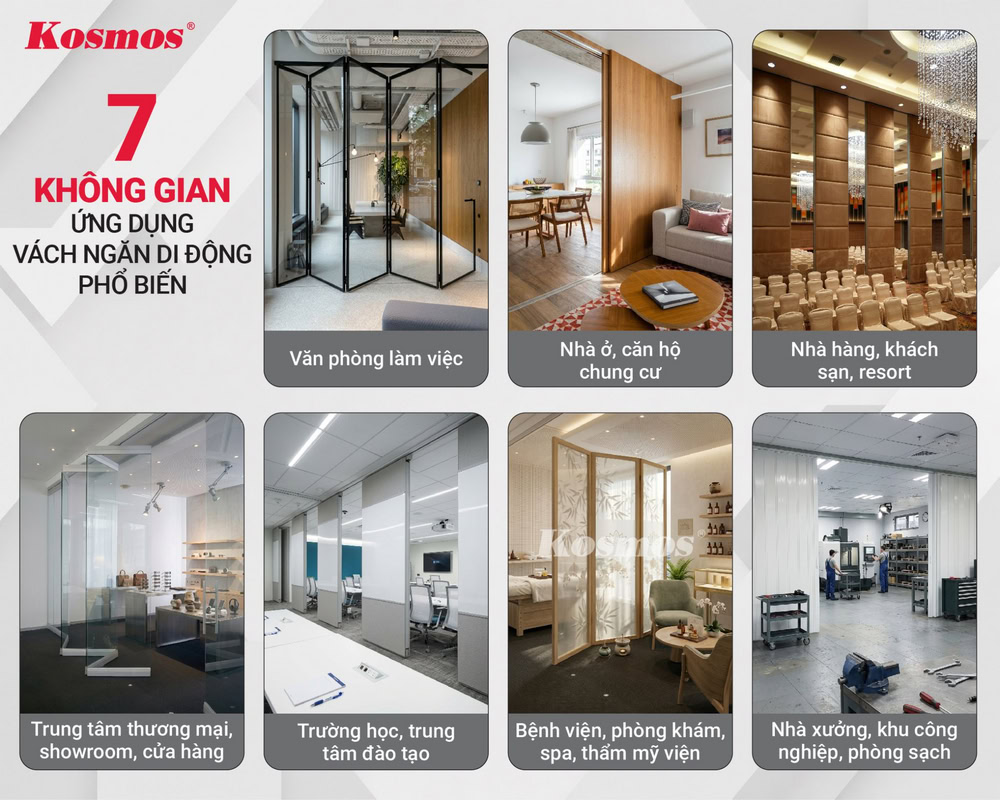 7 không gian ứng dụng vách ngăn di động