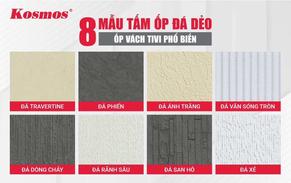 8 mẫu tấm ốp đá dẻo ốp vách tivi phổ biến 8 mẫu tấm ốp đá dẻo ốp vách tivi phổ biến